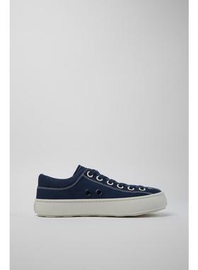 代购Camper男士帆布鞋透气软底轻便缓震深蓝色系带厚底硫化工艺