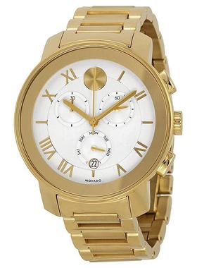 代购Movado摩凡陀女士腕表计时日期日历夜光金表钢带防水金属