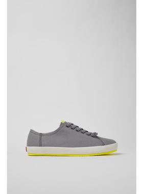 代购Camper男士休闲鞋透气轻便缓震环保灰色回收棉弹性鞋带