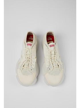 代购Camper男士运动鞋透气轻便缓震环保材料白色系带网面厚底