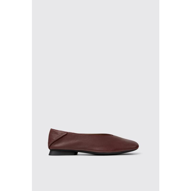 代购Camper女士芭蕾平底鞋轻便柔软透气环保材料酒红色猪皮