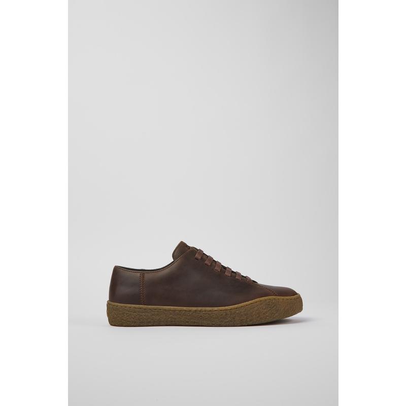 代购Camper男士男鞋透气吸汗轻便耐用棕色皮革系带橡胶大底