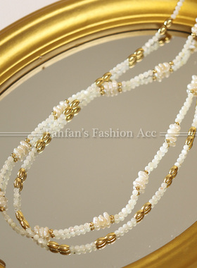 白色原创设计感纯欲叠戴锁骨链