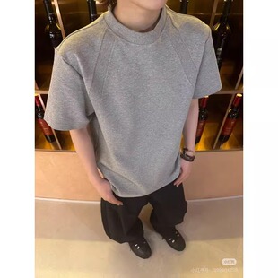 T恤女夏季 cleanfit重磅短袖 圆领拼接抗皱百搭上衣ins 新款 2020男士