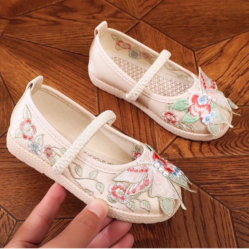 手工刺繡漢服鞋女童老北京布鞋