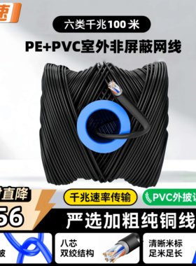 兆速CAT6非屏蔽室外纯铜网线
