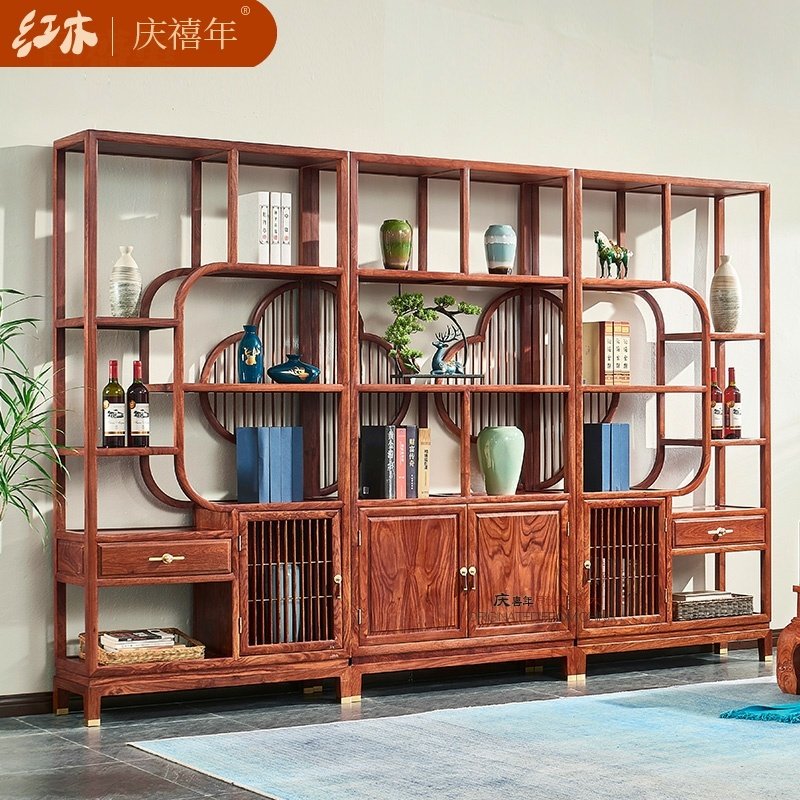 庆喜年红木博古架刺猬紫檀花梨木多宝阁明清古典中式实木置物架