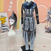 第六届内蒙古舞蹈大赛 蒙古男女群舞黑色连体舞蹈服定制 风之马