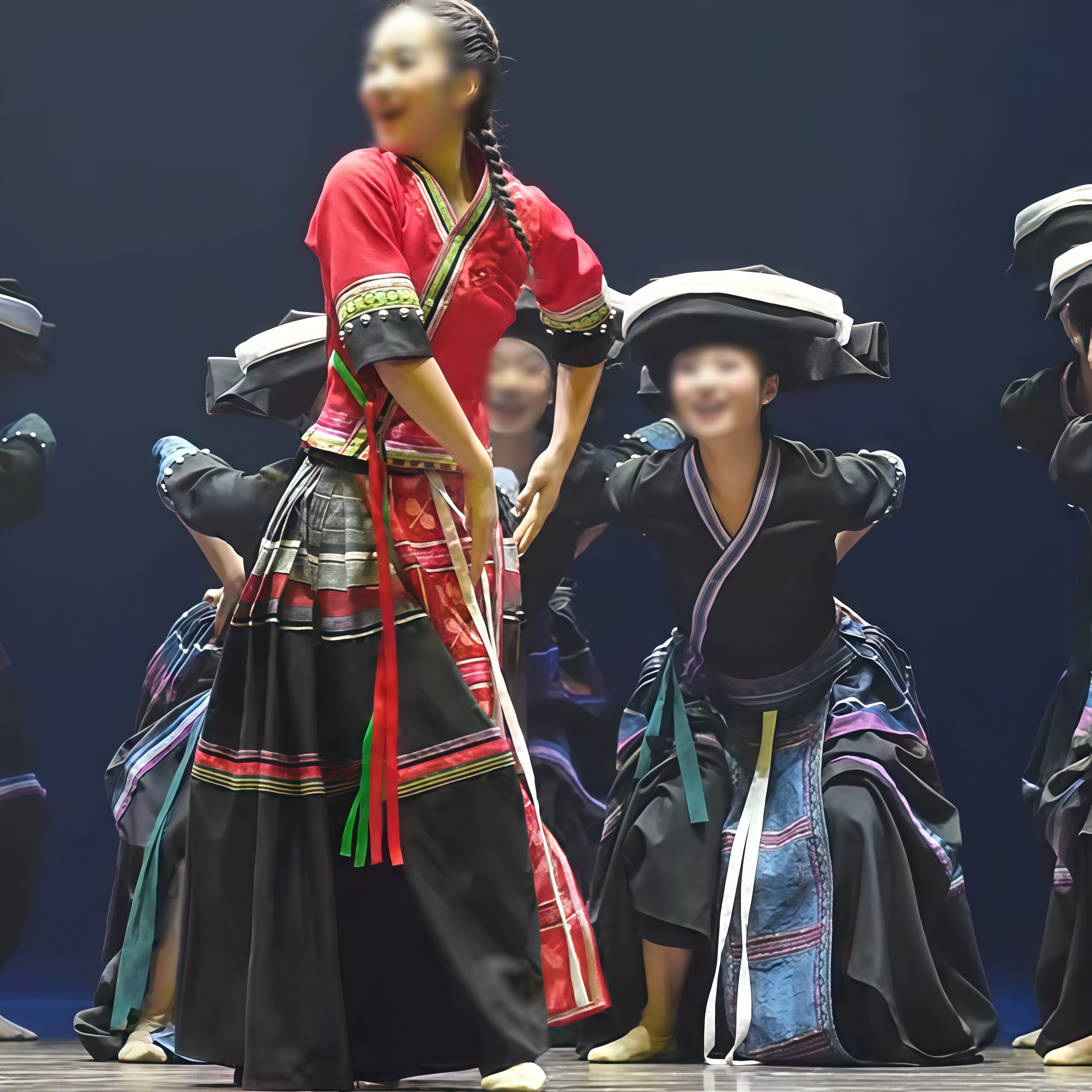 舞优伶《阿妈的月亮》同款定制女子群舞民族舞红色彝族风格演出服