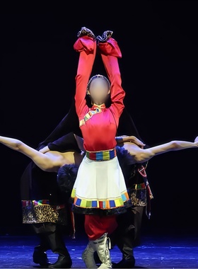 舞优伶《牛背摇篮》民族民间舞同款女男双人舞藏族特色黑色演出服