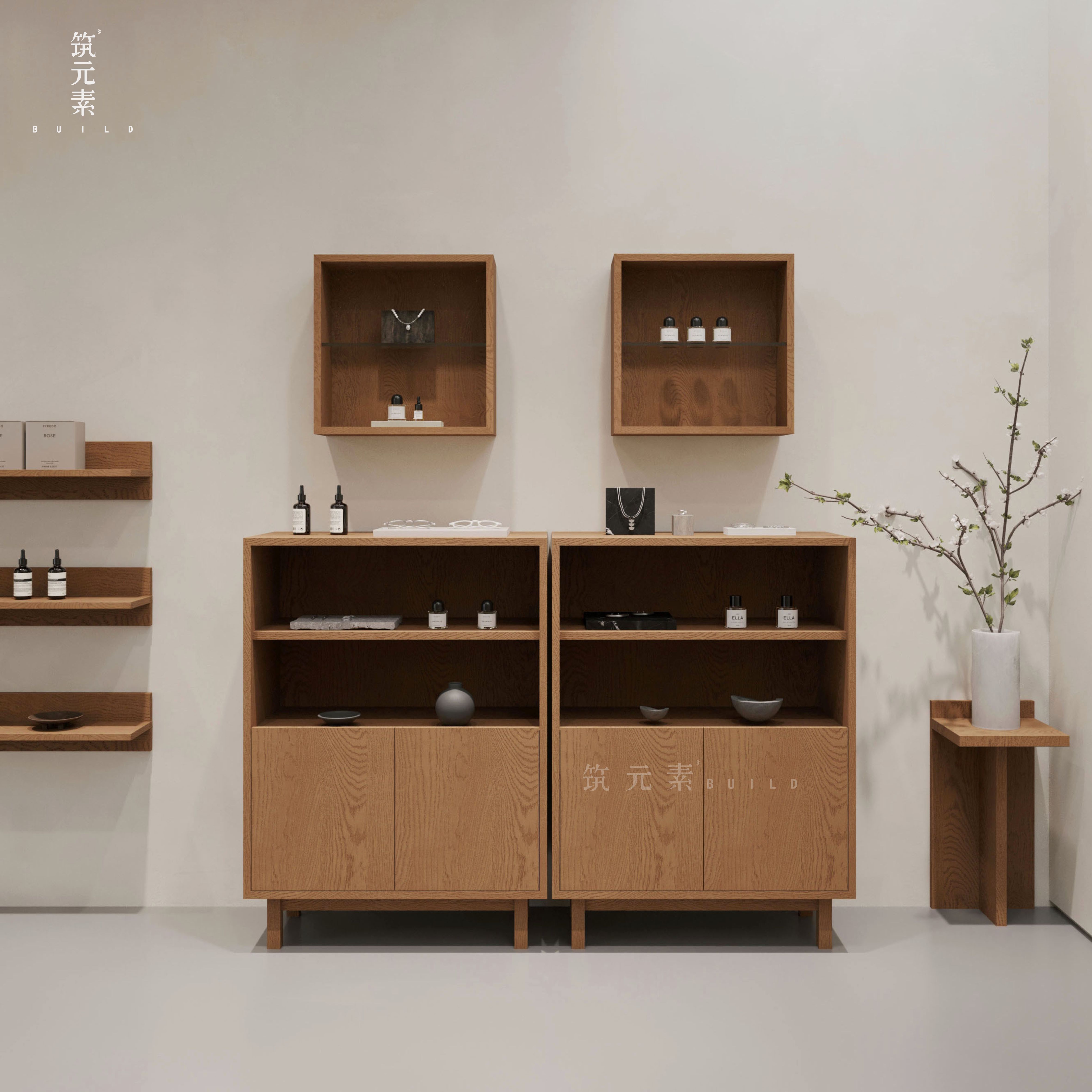 服装店现代中岛台橱窗摆放中间展示柜童装店鞋帽多功能柜双层边柜