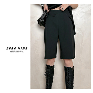 Dan Dan 黑色西装棋盘裤女 夏季新款百搭五分裤 2024年设计感短裤