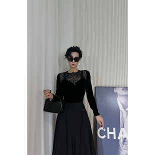 黑色T恤女 长袖 Dan 精致女士