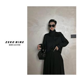 双面空气层上衣 2024秋冬新品 Dan 暗黑玫瑰套头卫衣女