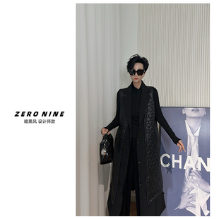 通勤西装 假俩件马甲外套女 领廓形夹棉马夹 暗黑风中长款 Dan