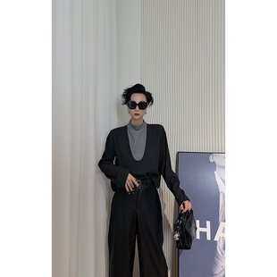 Dan 上衣女 假两件知性文艺范长袖