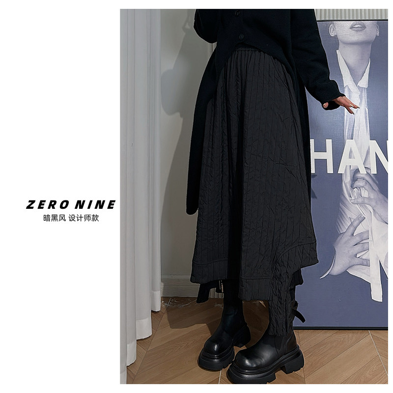 Dan Dan 暗黑风黑色A字半身裙女 加厚夹棉裙子,女装/女士精品,大码半身裙,淘宝优惠券,粉丝福利购,淘宝优惠卷