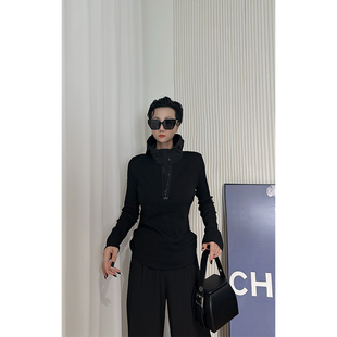 时髦精小衫 Dan 拼接帅气炸街连帽上衣女