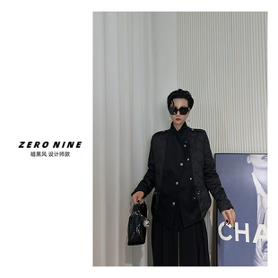 Dan 帅气干练羽绒服女 黑色毛呢拼接修身