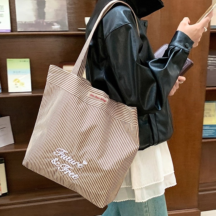 娜比同款韩系条纹帆布包
