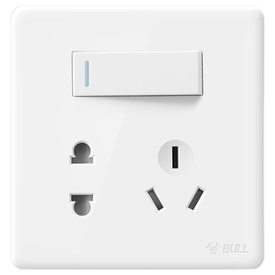 公牛带开关插座面板一开五孔双控86型暗装电源墙壁1开5孔电源10a