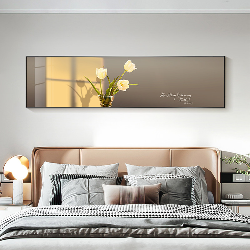 北欧花卉卧室装饰画现代简约床头挂画温馨主卧房间墙画ins风壁画