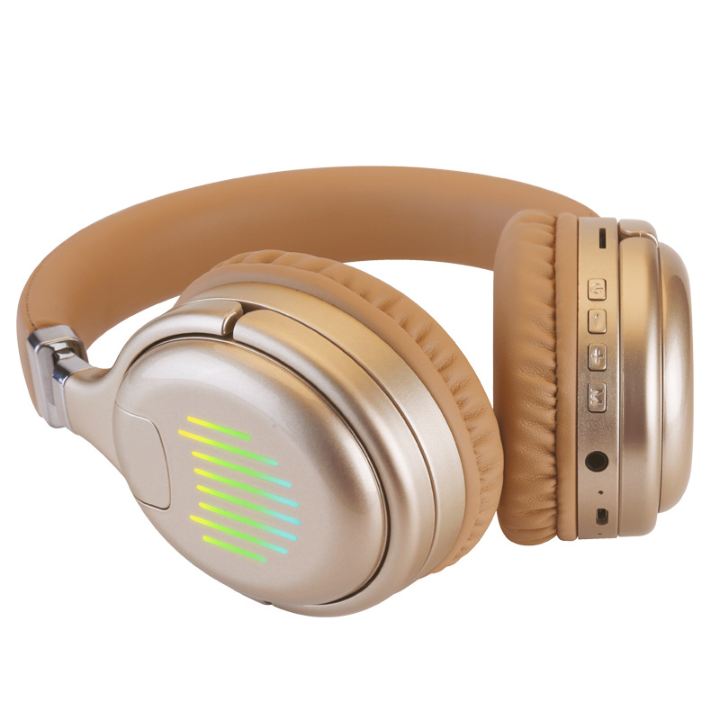 新品头戴式折叠蓝牙耳机无线游戏发光游戏耳麦带插卡5.0立体声RGB