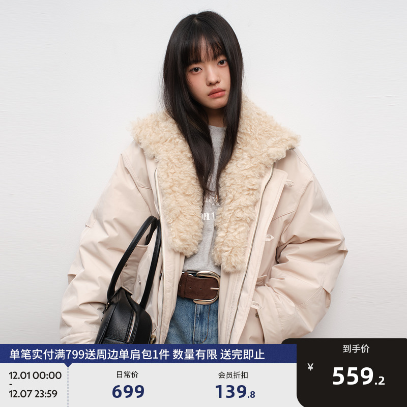 BEASTER时尚可拆卸毛领棉服