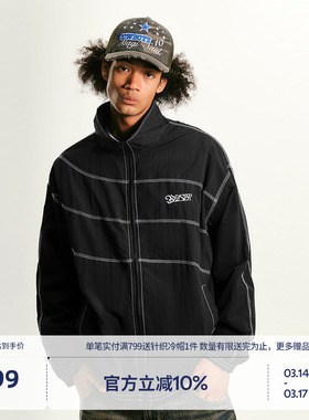 BEASTER潮牌运动夹克情侣开衫夏季户外国潮撞色美式复古外套男