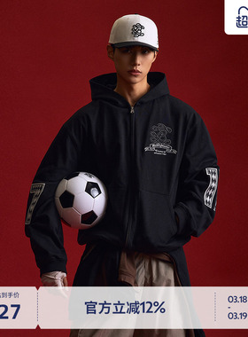 BEASTER徽章刺绣美式夹克男黑色插袋休闲短外套舒适百搭25年夏新