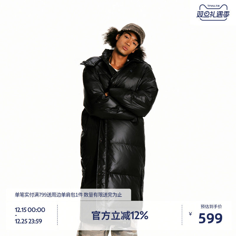 BEASTER油墨印花字母长款羽绒服