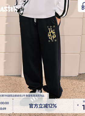 【商场同款】BEASTER字母加绒针织卫裤男美式印花保暖休闲长裤