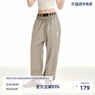 宽松运动裤 复古长裤 男绣花走线美式 BEASTER鬼脸绒面发泡印花卫裤