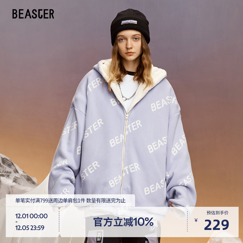 BEASTER两面穿仿羊羔毛外套