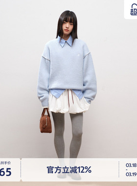 【文艺宏同款】BEASTER毛衣女款小个子毛衣外穿内搭圆领上衣情侣