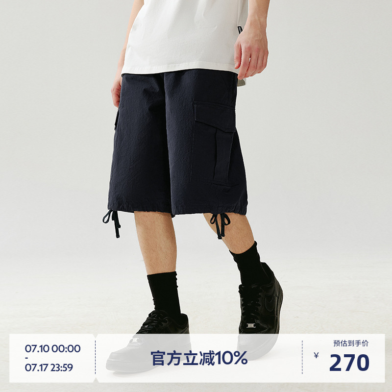 【商场同款】BEASTER大口袋织带短裤夏季新款纯棉宽松休闲短裤