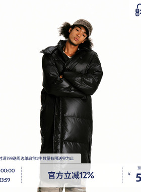 BEASTER油墨印花字母白鸭绒长款羽绒服25冬季新款侧开叉保暖外套