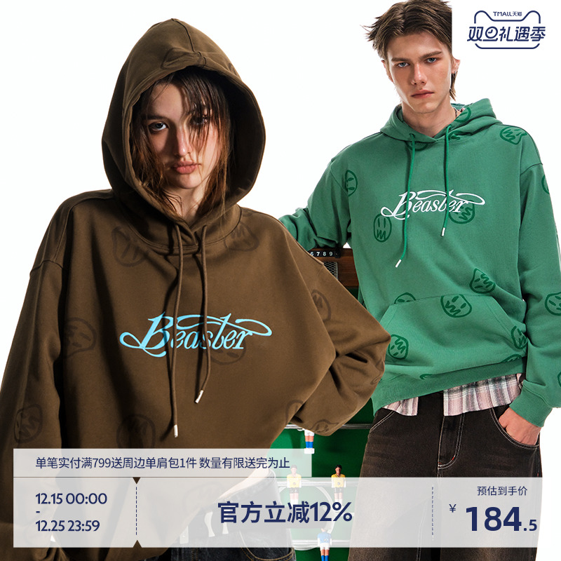 BEASTER小鬼脸满印连帽卫衣