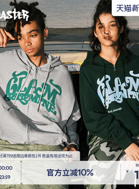 BEASTER鬼脸重磅卫衣外套23新品华丽金矿贴布绣情侣开衫潮流夹克