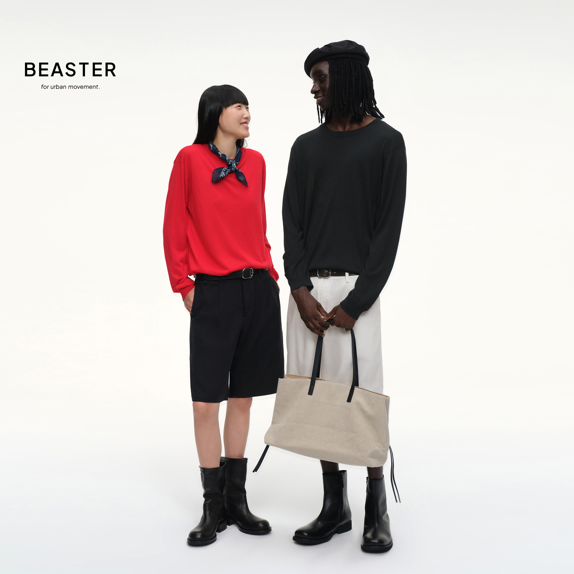 BEASTER「100%莱赛尔」基础柔软轻薄宽松针织圆领长袖打底衫图片