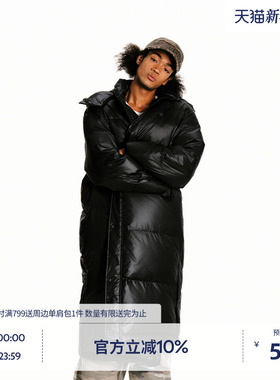 BEASTER油墨印花字母白鸭绒长款羽绒服25冬季新款侧开叉保暖外套