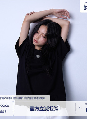 BEASTER纯棉刺绣T恤男25年夏季新款亲肤百搭黑色上衣女情侣装