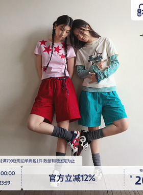 BEASTER多口袋百搭凉爽休闲裤女包针刺绣图形时尚新款短裤