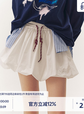 【啄木鸟伍迪联名】BEASTER蓬松花苞裙女白色百搭半身短裙子夏新