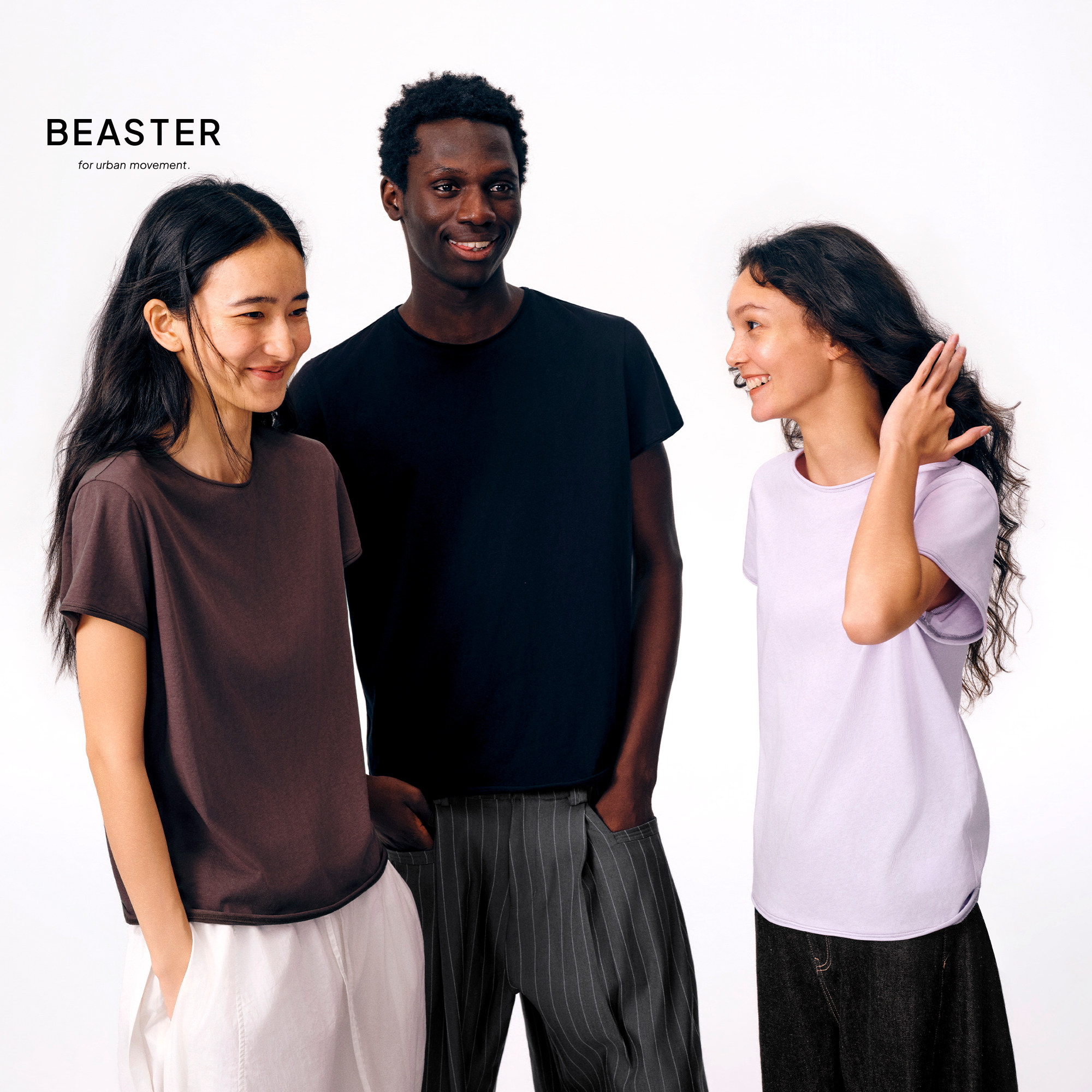 BEASTER「Classic竹节棉」经典圆领卷边基础复古短袖T-shirt - 实物图