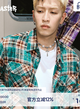 BEASTER水洗雾霾格子衬衫男长袖23新品cleanfit中性风衬衣外套女