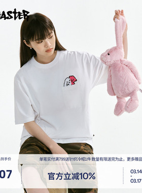 【商场同款】BEASTER双头熊绣花T恤新款纯棉重磅210g情侣休闲上衣