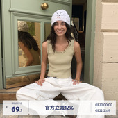 上衣 木耳边设计无袖 BEASTER亲肤透气修身 吊带背心女25年新款