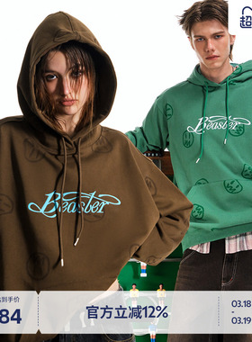 BEASTER小鬼脸满印卫衣男款连帽美式休闲潮流秋季新款套头上衣