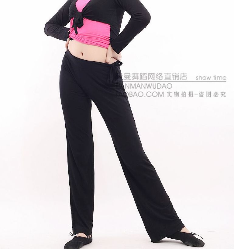 摩力卡女系带练功瑜伽裤舞蹈裤形体裤广场舞裤运动棉质喇叭裤4041